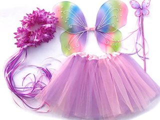 Tante Tina - Disfraz de Hadas Mariposa - Alas, Falda tutú, Varita mágica y Diadema - Multicolor