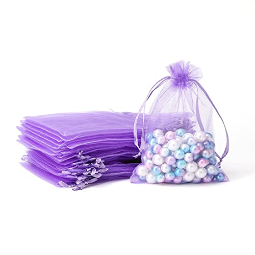 Teegxddy 50PCS bolsas de organza, regalo empaqueta Bolsas de organza bolsa de joyería, bolsitas de lavanda Ideal para regalos de la joyería dulces matrimonio-10x15cm (PURPLE)