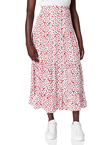Tommy Jeans TJW Printed Tiered Midi Skirt Falda, Camo Floral Print, 48 para Mujer