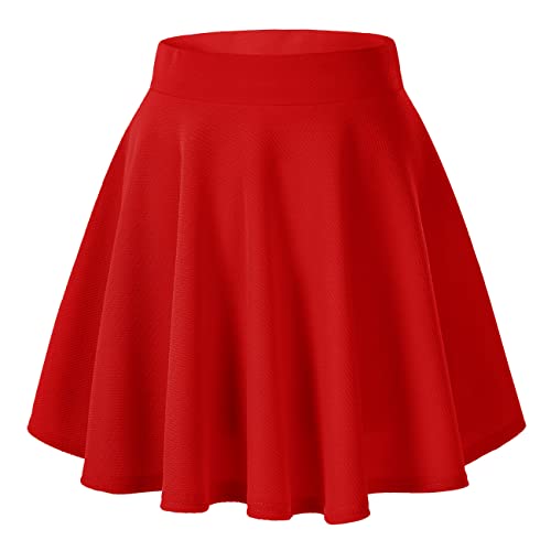 Urban GoCo Falda Mujer Elástica Plisada Básica Patinador Multifuncional Corto Falda (M, Rojo)