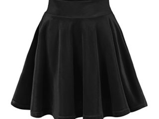 Urban GoCo Mini Falda Elástica Patinadora de Terciopelo de Retro (S, Negro)