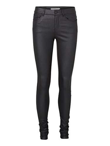 Vero Moda Vmseven NW SS Smooth Pants Noos Pantalones, Negro (Black/Coated), 42W / 30L para Mujer