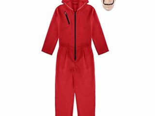 Xinqin 2 Pcs Kit de Disfraz de Rojo, Traje de Cosplay para Carnaval Navidad Halloween Ropa y Máscara (XL)