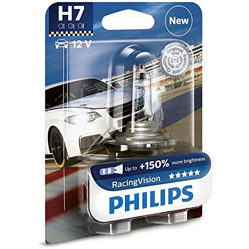 1 BOMBILLA PHILIPS RACING VISION H7 +150% LUZ LAMPARA PX26d COCHE MOTO XTREME