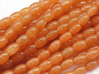 1 hebras Natural Naranja Jade Rojo Aventurina Arroz Forma Suelta Pequeño Oval Perlas 8x10mm 15" 03833