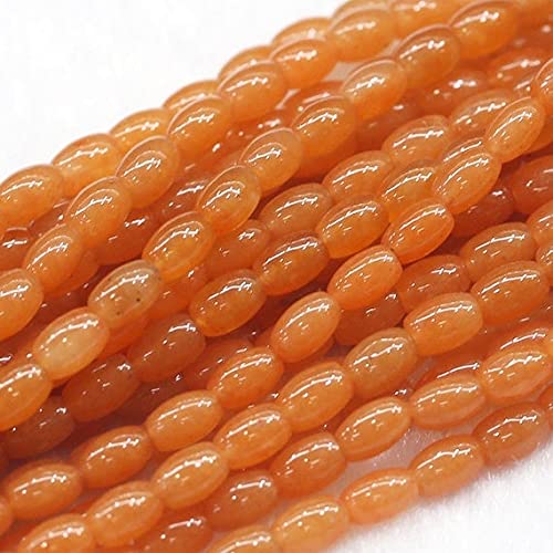 1 hebras Natural Naranja Jade Rojo Aventurina Arroz Forma Suelta Pequeño Oval Perlas 8x10mm 15" 03833