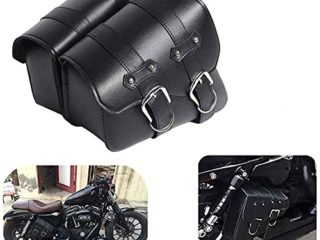1 par de Lado de la Motocicleta de la silla de Montar a Prueba de Agua de la PU de Cuero Moto lado Equipaje Negro