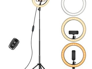 10" Aro de Luz con Trípode, LED Anillo de Luz para Movil Tripode con Remoto Inalámbrico, Ring Light con 3 Modos de Colory 10 Brillos para TikTok, Maquillaje, Fotografía, Selfie, Youtube