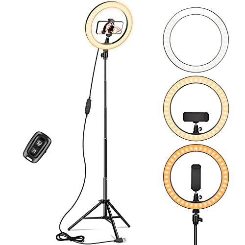 10" Aro de Luz con Trípode, LED Anillo de Luz para Movil Tripode con Remoto Inalámbrico, Ring Light con 3 Modos de Colory 10 Brillos para TikTok, Maquillaje, Fotografía, Selfie, Youtube