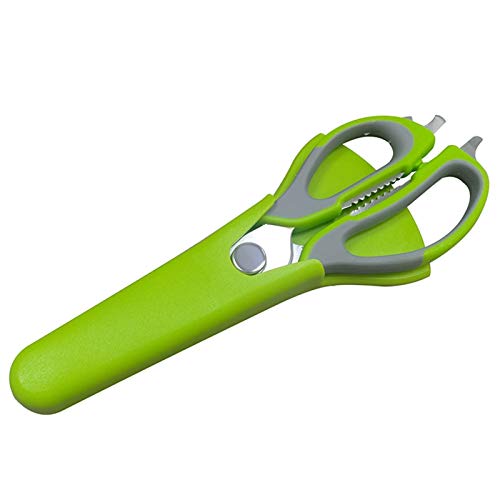 10 en 1multifuncional Cocina Pescado y Pollo Cuchillo Magnético Succión Magnética Tijeras de Huess de Pollo Sácitos Frigorífico Tijeras (Color : Green gray)