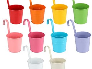10 piezas de macetas colgantes, macetas de macetas de hierro de metal con orificio de drenaje perfecto para la decoración del hogar del jardín (10 colores)