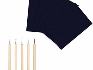 100 hojas de papel carbón para copiar con 5 punteros para grabar en relieve,papel de transferencia negro Papel de calco A4 Papel duplicado para lienzo de papel de madera y otras superficies artísticas