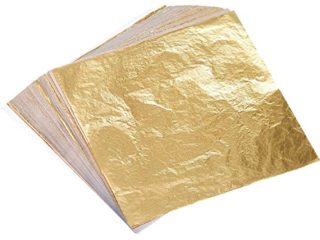 100 Hojas Pan de Oro de Imitación para Artes, Artesanía de Dorado, Decoración, 14 por 14 cm