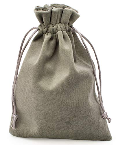 100% Mosel Bolsa de regalo de terciopelo, 12 unidades en color verde salvia (12 x 17 cm), pequeñas bolsas de terciopelo