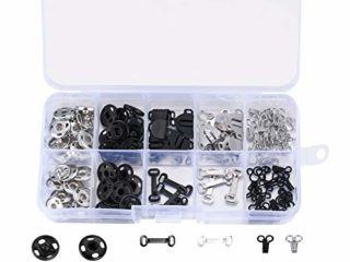 100 Piezas Ganchos y Cierres de Ojo, Cierres de Presión, Sujetadores de Costura, Botones de Costura, Ganchos de Costura, Corchetes de Presion para Falda, Coser, Sujetador, Pantalones, Ropa