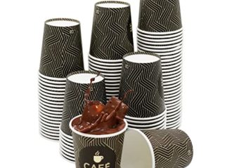 100 Vasos de Cartón Desechables - Vasos Cafe Para Llevar de 200ml (7oz) fabricados en España - Vasos Carton 100% Reutilizables Resistentes al Calor, Ideales para Café, Té, Cumpleaños, etc