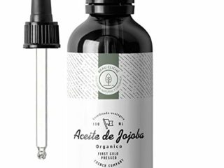 100ml Aceite de Jojoba Orgánico, Prensado en frío, Puro - Cuidado 100% Natural para la Piel, Cabello, Barba - Botella de cristal - Embotellado en Francia
