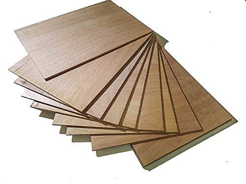 10 x A3 contrachapada Marino okume ' – 4 mm – fenolico Tabla Madera Paneles hojas lastre – Resistente al agua, perfecto para pirograbado, modelar, traforare, Sierra de rieles, 420 x 300 x 4 mm