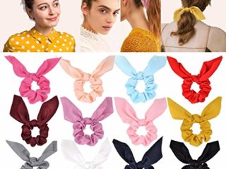 12 piezas de gomas para el cabello de gasa elástica para el cabello rizado Bobbles Ponytail Holder diadema cintas para el cabello para mujeres niñas