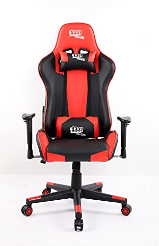 1337 Industries GC766BR Silla Gaming, Acero aleado, Negro Rojo, Grande