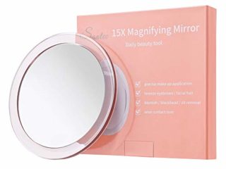 15X Espejo de Aumento (15cm) - con 3 ventosas de Montaje Uso para aplicación de Maquillaje precisa - Cejas/Pinzas - Eliminación de Puntos Negros/Manchas - Espejo de Maquillaje para baño/Viaje
