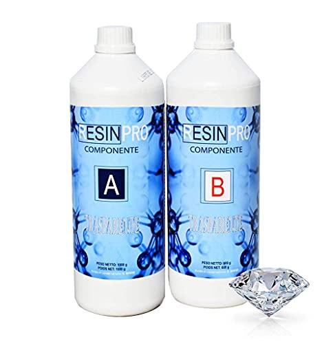 1.6 Kg Resina epoxi transparente No Tóxica de dos componentes – Resina + Endurecedor, efecto agua para creaciones artísticas, recubrimiento de superficies, modelado, joyería, bricolaje