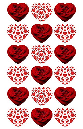 18 adornos comestibles para magdalenas de San Valentín con forma de corazón