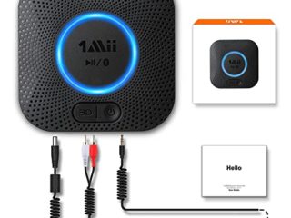 1Mii Receptor Bluetooth 5.0, Adaptador Audio Bluetooth Hi-Fi con RCA/AUX 3,5 mm Jack, Receptor Audio Inalámbrico con 3D Surround AptX Baja Latencia para Estéreo Hogar, Altavoz, Largo Alcance 50m