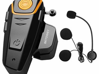 1x BT S2 Intercomunicador Casco Moto, BETOWEY Bluetooth Headset Motorcycle Intercom Manos Libres Moto Auriculare (Paquete 1, Micrófono Duro)