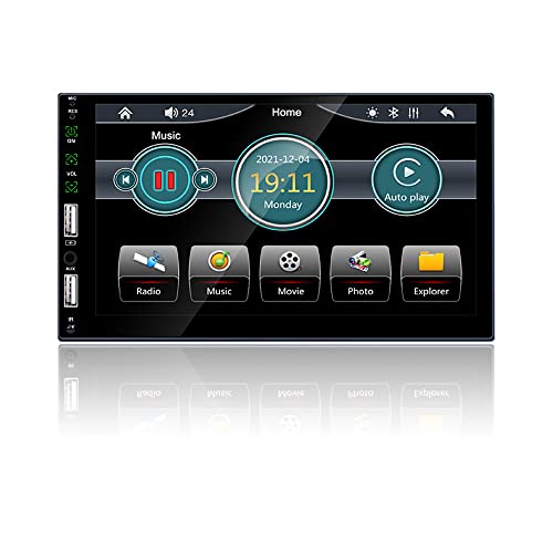 2 DIN Car Stereo, LSLYA Radio de Coche 2din Pantalla Táctil de 7 Pulgadas Radio Coche, 1080P Cámara de Visión Trasera, Teléfono Manos Libres Bluetooth MP5 Radio FM/Am Control del Volante