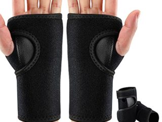 2 Muñequeras de Túnel Carpiano para Noche Soporte de Muñeca para Dormir Estabilizador de Férula de Muñeca y Soporte de Mano Acolchado para Aliviar Dolor de Muñeca, Izquierda, Derecha (Rosa) (Negro)