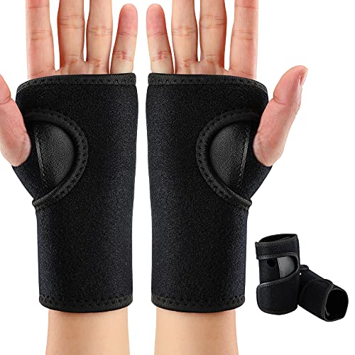 2 Muñequeras de Túnel Carpiano para Noche Soporte de Muñeca para Dormir Estabilizador de Férula de Muñeca y Soporte de Mano Acolchado para Aliviar Dolor de Muñeca, Izquierda, Derecha (Rosa) (Negro)