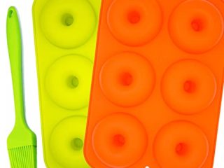 2 Pcs Moldes de Silicona para Donuts, 6 Cavidades, Molde para Pasteles Molde para Hornear Molde para Donut,per Magdalenas Gelatina Galletas,1pc Cepillo de silicona