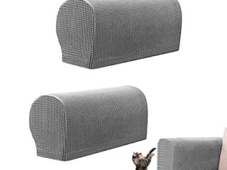 2 Piezas Silla Protectores de Brazos Sofá Protector Reposabrazos Sofá Cubre Apoyabrazos Sillones Elástico Lavable y Antimanchas Funda para Brazos de Sofá de Sofá para Protector de Muebles-Gris