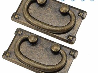 2 Tiradores de Cajón Clásicos, con Tornillos, Tiradores de Anillo de Cajón de Bronce Antiguo Vintage, Decoración Rectangular para Puertas de Armario y Puertas de Muebles