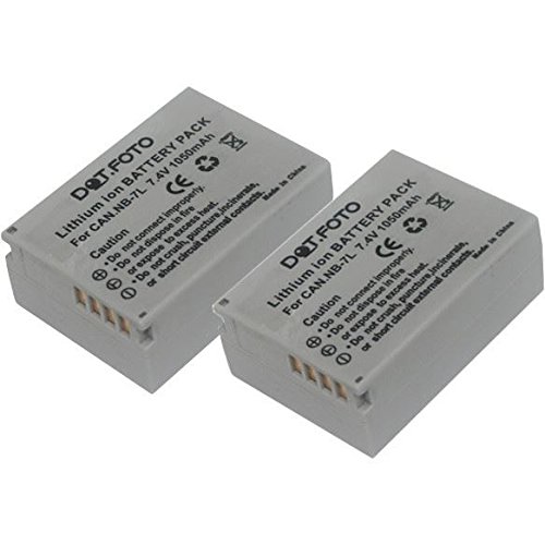 2 x Dot.Foto NB-7L Premium 7.4v / 1050mAh Batería Recargable para Canon PowerShot G10, G11, G12, SX30 IS