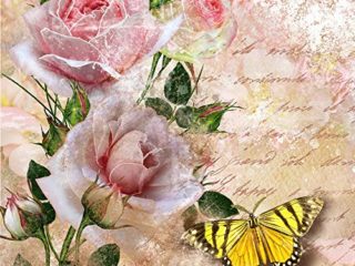 20 servilletas con mariposas en rosas, flores, animales, estilo vintage, 33 x 33 cm