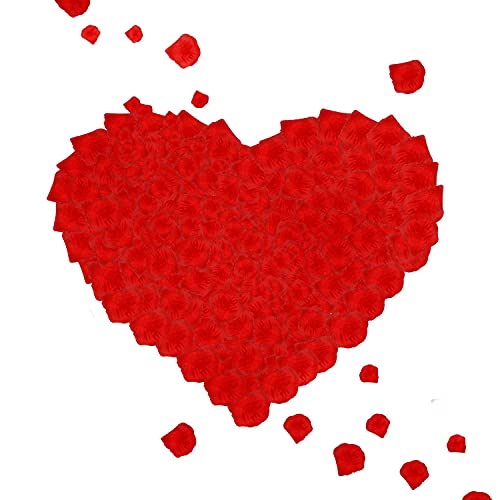 2000 pétalos de Rosa Rojos, pétalos de Flores de Seda Artificiales, pétalos de Rosa Falsos, decoración romántica para Bodas, Fiestas de cumpleaños, propuesta de Matrimonio (Rojo)