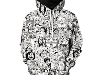 2021 New AHEGAO HOODIE AHEGAO Imprimir sudaderas con capucha Sudadera Chaqueta superior (Color : 3i, Size : S)