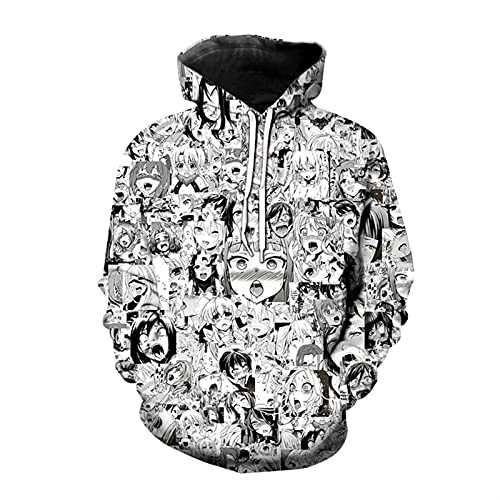 2021 New AHEGAO HOODIE AHEGAO Imprimir sudaderas con capucha Sudadera Chaqueta superior (Color : 3i, Size : S)