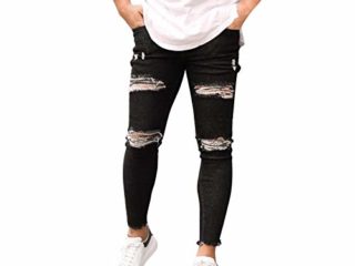 2021 Nuevo Pantalones Vaqueros para Hombre,Pantalones Casuales Moda Jeans Rotos Trend Largo Pantalones Cómodo Pants Skinny Pantalon Fitness Jeans Slim Fit Largos Pantalones Ropa de Hombre