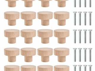 20pcs Pomos Redondos de Madera,Tiradores para Cajones para Puerta de Armarios Tiradores para Cajones Pomos para Armario 3x2.5cm Tiradores Redondos para Cajón Perillas Redondas de Madera