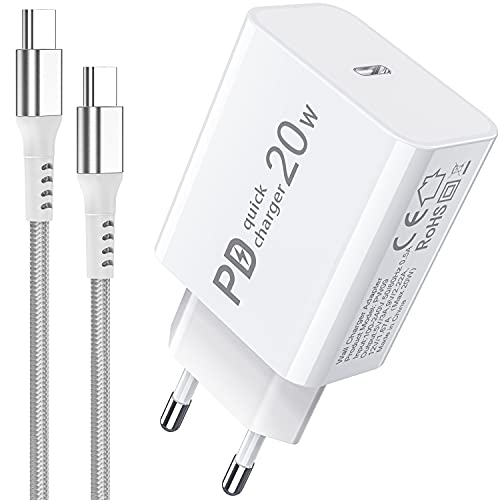 20W Cargador USB C para Xiaomi Redmi Note 10 9 Pro 8T 9T 8 10S 9S,Mi 11 11T 10T Lite Pro A3 A2 11i,Samsung A13 A52S A03S M32 A72 A53 A52S A41,Cargador Móvil Carga Rápida Enchufe Adaptador y Cable 1.8M