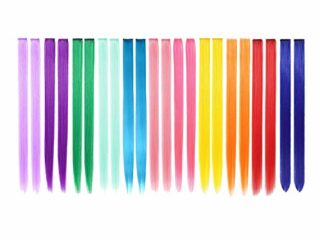 22 extensiones de cabello coloreadas en 11 colores, destacando a las niñas con cabello lacio de 22 pulgadas, accesorios para el cabello de moda