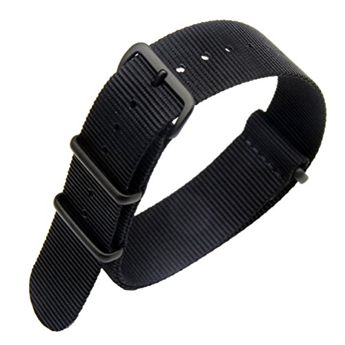 22 mm Negro Estilo de la Robusto exótica Nylon Suave Tipo Reloj Pulsera de los Hombres del Deporte