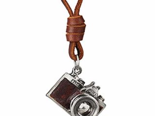 24 JOYAS Colgante Cámara de Fotos Retro con Correa de Cuero Vintage