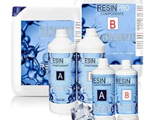 2,4kg Resina Transparente No Tóxica una vez Curada de Dos Componentes – Resina + Endurecedor, Efecto Agua para Creaciones Artísticas, Recubrimiento de Superficies, Modelado, Joyería, Bricolaje