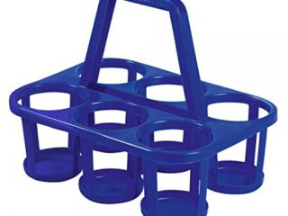2 x Porta-botellas (Botella cesta para 6 botellas de plástico gris o azul