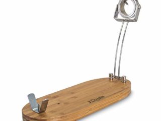 3 Claveles - Soporte Jamonero Plegable, Giratorio 2 Posiciones, Madera de Bambú y Acero Inoxidable - 47 x 18.5 cm