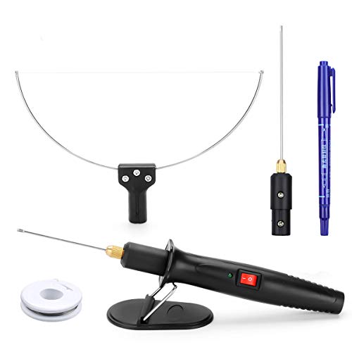 3 in 1 Cortador de Espuma, 10CM 100-240V/18W Eléctrico Espuma Maquina de Cortar/Espuma Artesanal Caliente Cortador/Espuma de Poliestireno Pluma de Corte,Negro
